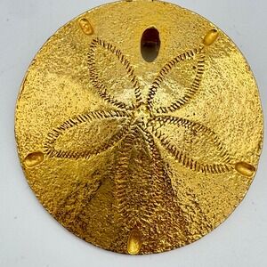 Mimi di N 1974 Vintage Gold Tone Sand Dollar Pendant Signed Iconic Designer 70s